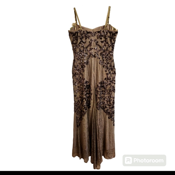 BCBG MAX AZARIA Size 8 puter/silver color long sequin dress - Picture 2 of 10